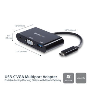 Adaptateur multiport USB-C vers VGA avec port USB-A et Power Delivery